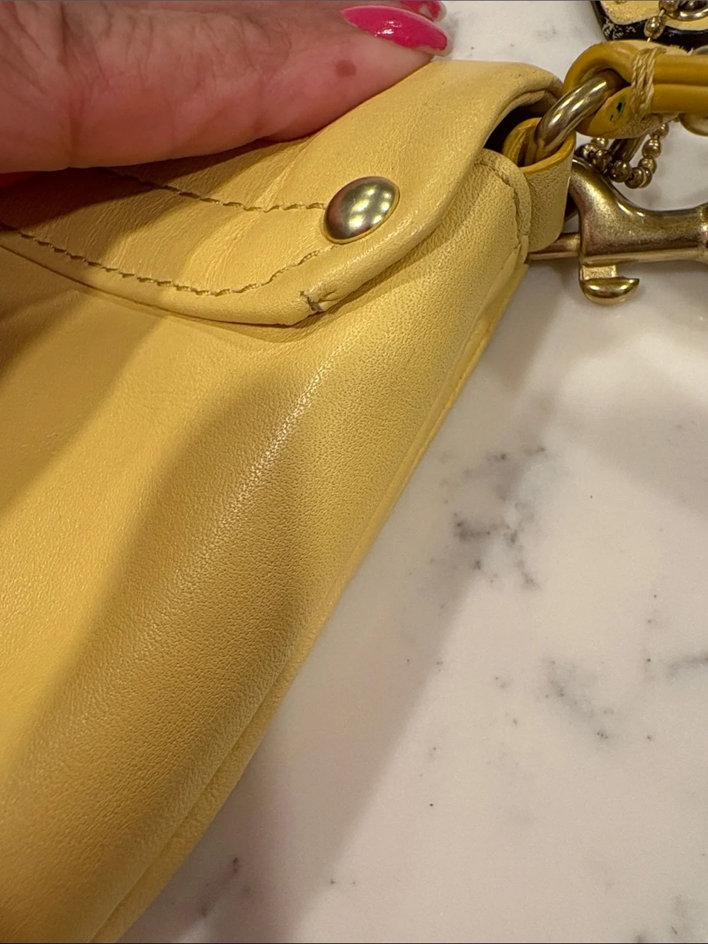 Coach Yellow Leather Wristlet Clutch with Gold Hardware